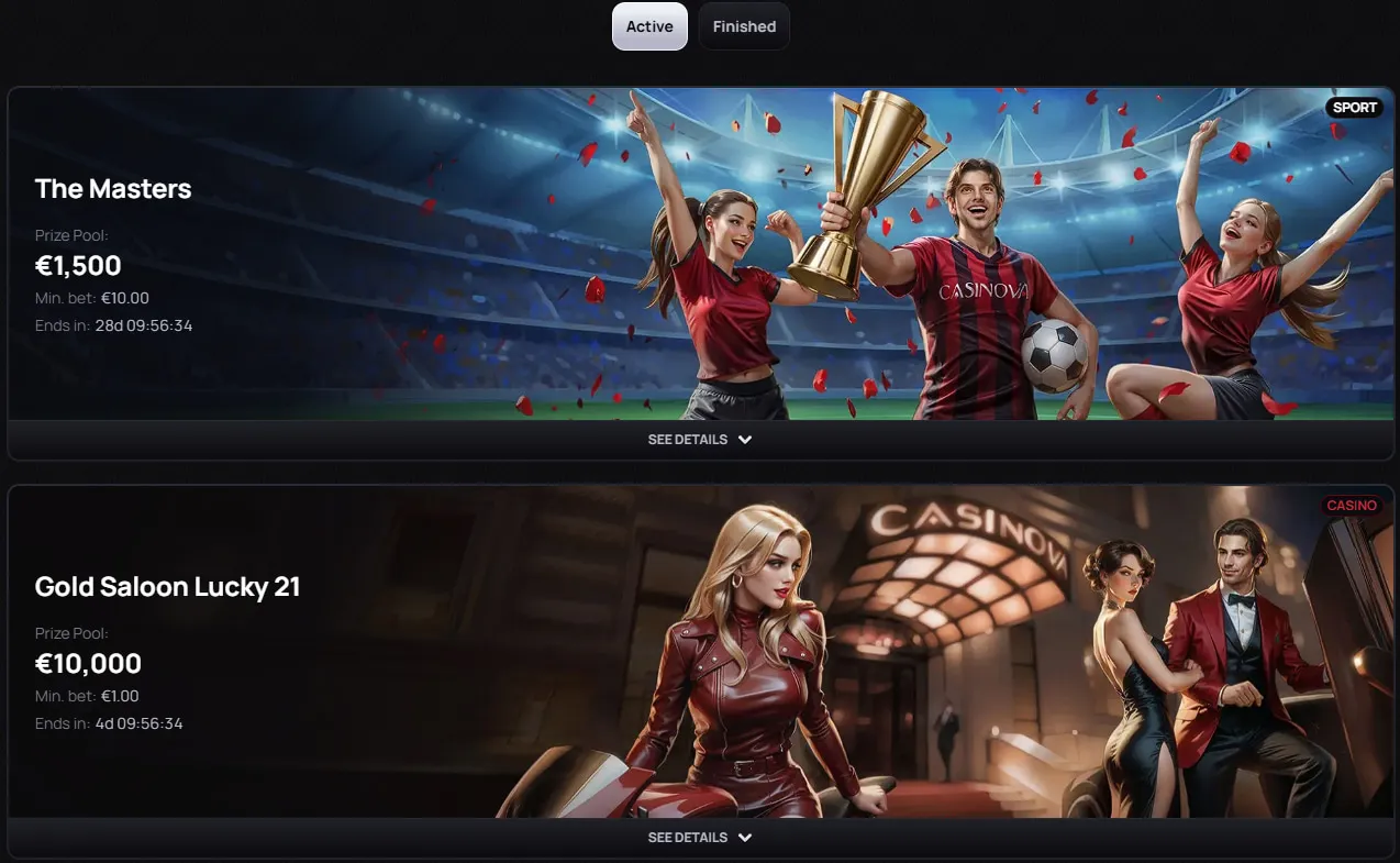 Anmeldung bei Casinova Casino